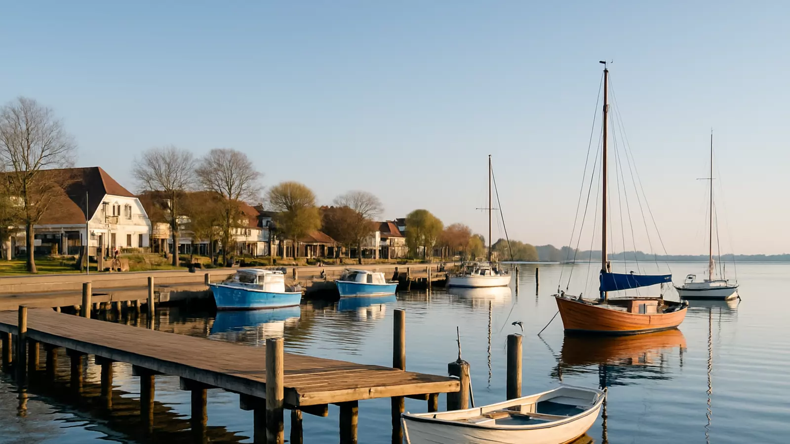 Salzhaff mit Stegen und Fischerbooten in Rerik